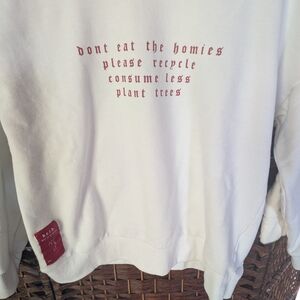 White Graphic Sweatshirt with Red Text